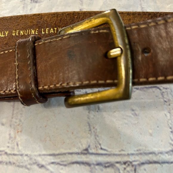 WESTERN MADE IN ITALY BROWN LEATHER WITH BRASS STUDS & STITCHING BELT WOMEN’S M - Picture 4 of 10